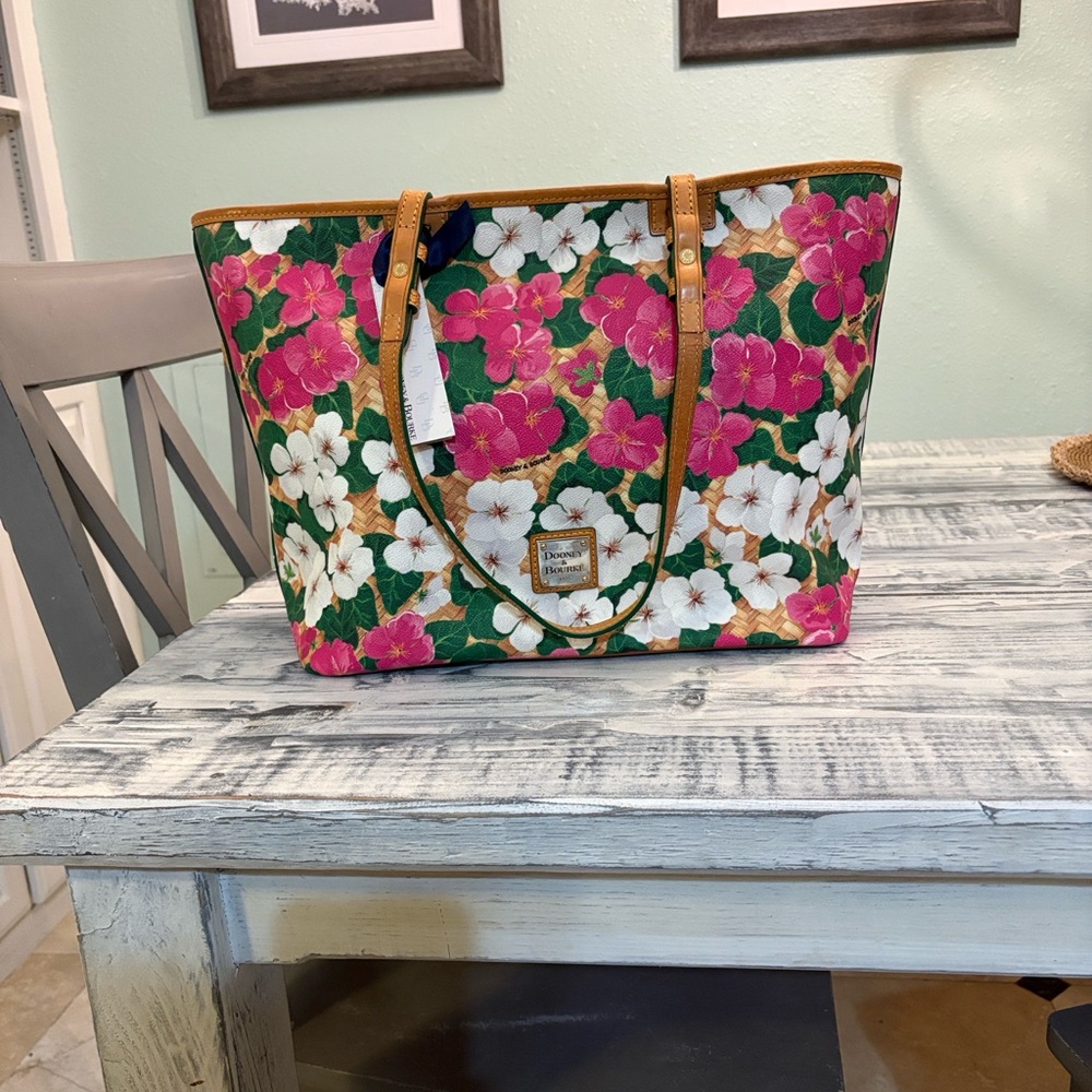 Dooney & Bourke Floral Tote - Pink, Green, and White - Picture 15 of 15